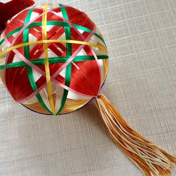 Vintage Handwoven Japanese Silk Temari Ball with Tassel - Picture 1 of 9